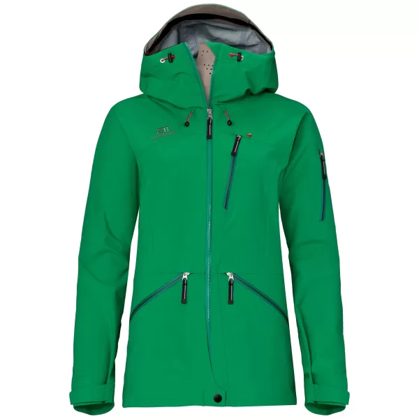 ELEVENATE Damen Backside Hardshelljacke M - Solid Green, 3-lagig, wasserdicht 20.000mm, atmungsaktiv, recyceltes Material, Freeride Ski Jacke