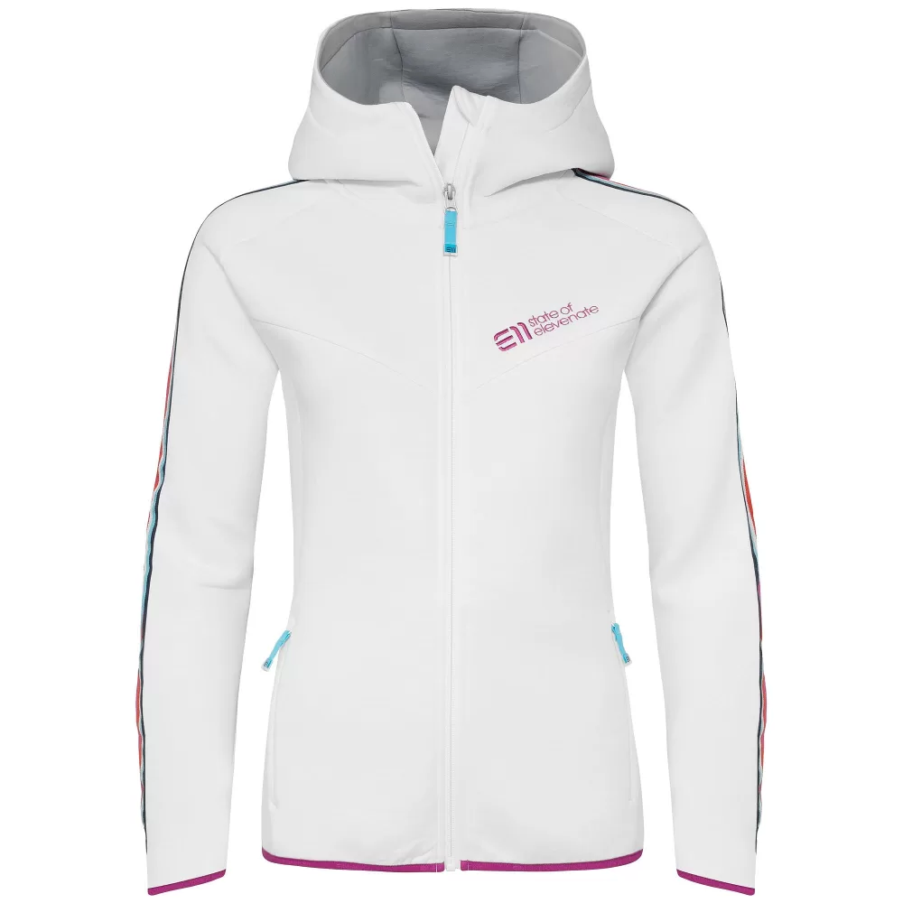 Elevenate Damen Signature Hoodie M, Weiß - Sportlicher Hoodie mit Reißverschluss, elastisch, bequem, ideal für Freizeit & leichte Wanderungen