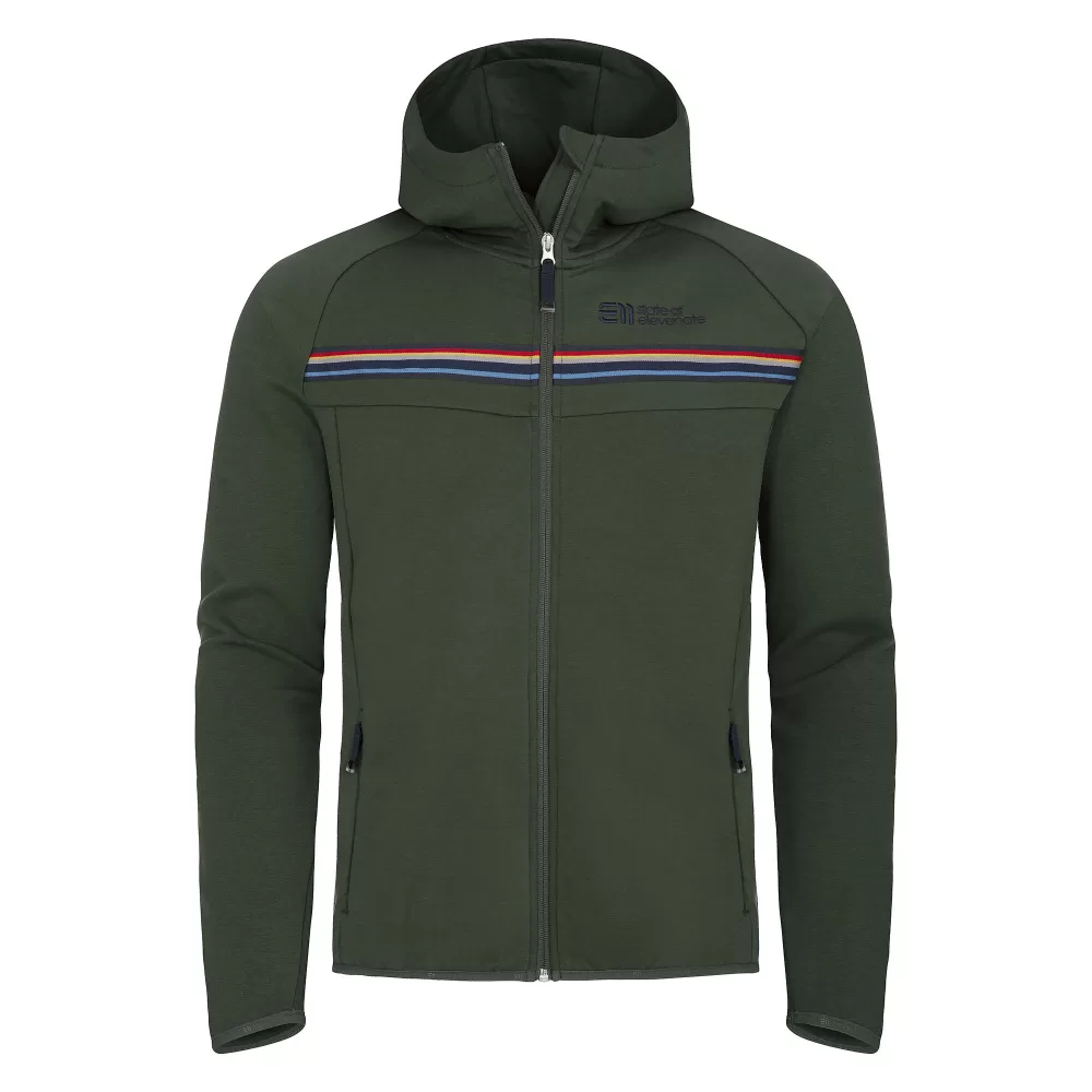 Elevenate Signature Hood Herren Fleecejacke L Deep Forest - Sportlich, Stretch, Kapuze, Reißverschluss, 2 Taschen, Outdoor-Aktivitäten