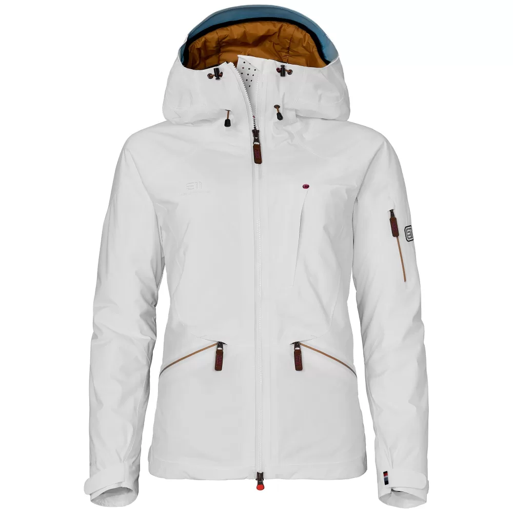 ELEVENATE Zermatt Damen Hardshelljacke M - Gore-Tex, wasserdicht, atmungsaktiv, leicht isoliert, weiß, ideal für Ski & Outdoor-Aktivitäten