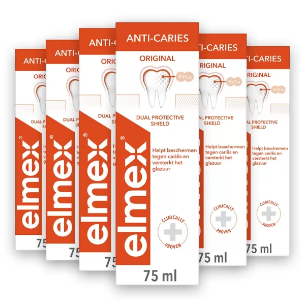 Elmex Anti Caries Tandpasta 4 x 75ml - Effectieve Aminfluoride Formule voor Remineralisatie en Bescherming tegen Cariës