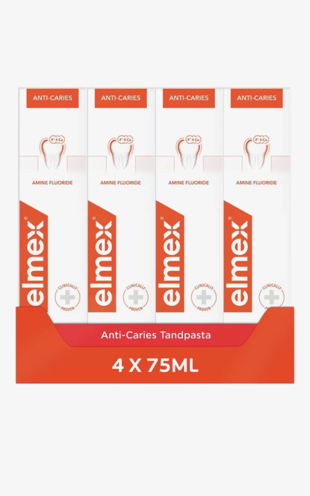 Elmex Anti Caries Tandpasta 4 x 75ml – Voordeelverpakking, Aminfluoride, Remineraliseert Glazuur, Bescherming tegen Cariës, Tandarts Aanbevolen