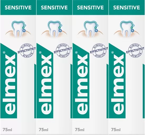 Elmex Sensitive Tandpasta - 4x 75 ml | Klinisch Bewezen Bescherming voor Gevoelige Tanden | Versterkt en Reinigt Effectief