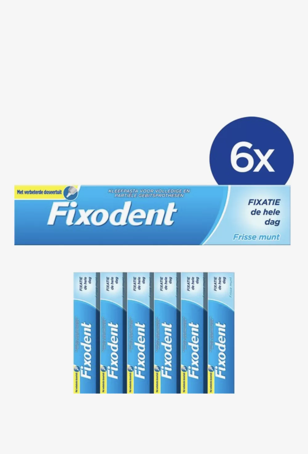 Fixodent Fresh Kleefpasta Voordeelverpakking 6x47g – Sterke Fixatie, Comfort, Voedselbarrière voor Kunstgebitten, Neutrale Smaak