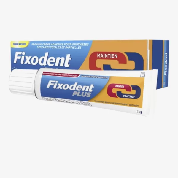 Fixodent Kleefpasta Plus Dual Power Premium 40g - Langdurige hechting, lichte muntsmaak, voorkomt voedselresten, ideaal voor kunstgebitten