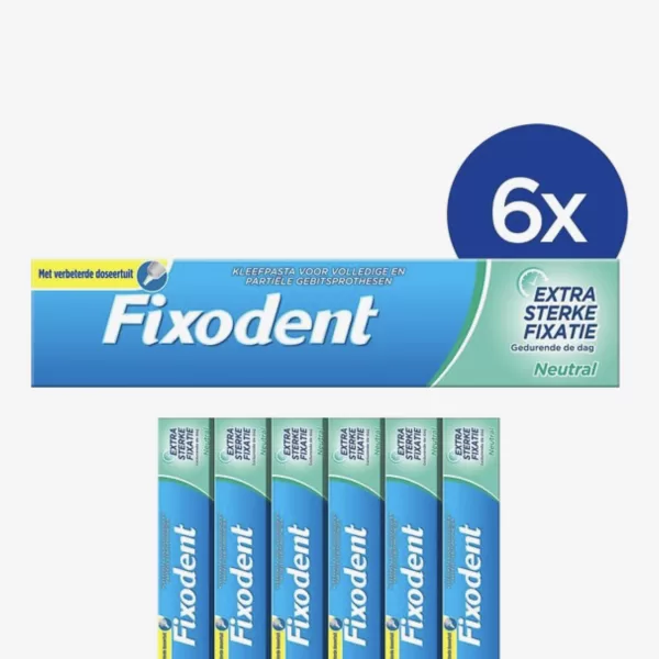 Fixodent Kleefpasta Sterke Fixatie Neutral 47g (6-pack) - sterke fixatie, comfort, voedselbarrière voor kunstgebitten