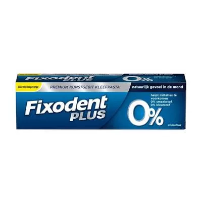 Fixodent Plus 0% Premium Kleefpasta 40g – Sterke Grip, 0% Smaak & Kleurstoffen, Voor Comfortabel Kunstgebit, Voorkomt Irritatie