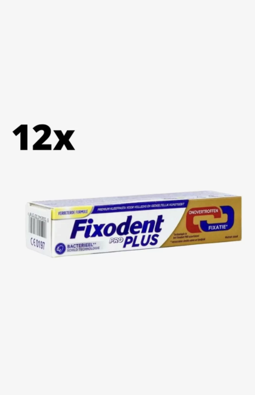 Fixodent Pro Plus Dual Power Kleefpasta, 12 x 40g - Voordeelverpakking, Sterke Fixatie, Comfortabel, Bescherming Tegen Voedselresten