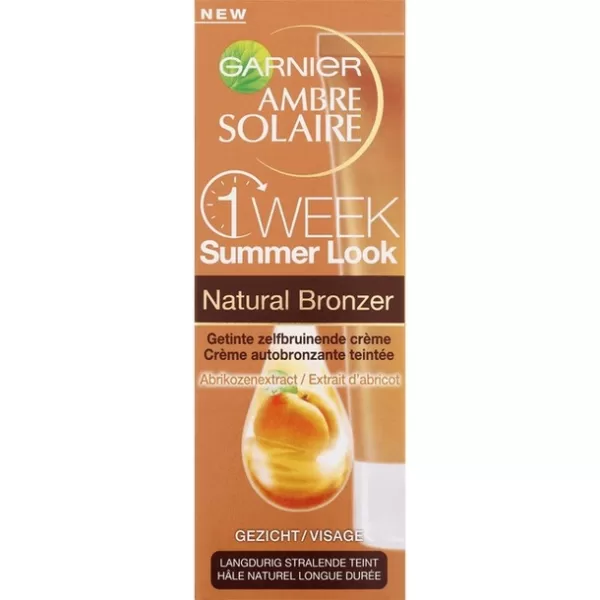 Garnier Ambre Solaire One Week Summer Look - Getinte Zelfbruinende Crème voor het Gezicht, 50 ml, Natuurlijke Bronzer, Langdurige Teint