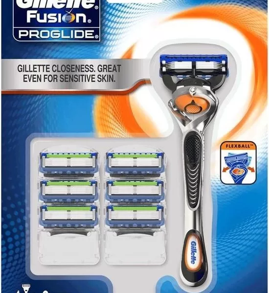 Gillette Fusion 5 ProGlide Manual FlexBall Scheermes + 6 Extra Mesjes - Comfortabel Scheren met Precisietrimmer en FlexBall Technologie