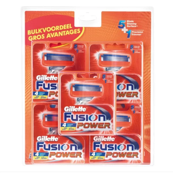 Gillette Fusion Power Scheermesjes - 20 stuks - Voor gevoelige huid, 5-voudige mesjes, micro-trillingen, flexibele Comfort Guard