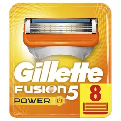 Gillette Fusion Power Scheermesjes - 8 Stuks, 5 Mesjes, Micro-Trillingen, Lubastrip & Precisie Trimmer voor Comfortabel Scheren