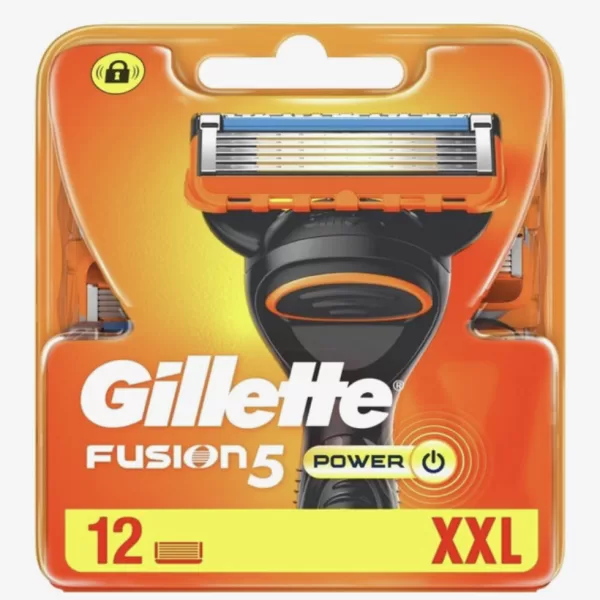 Gillette Fusion Power Scheermesjes - Voordeelverpakking van 12 Stuks, 5 Mesjes, Micro-Trillingen, Comfortabel Scheren, Voor Gevoelige Huid