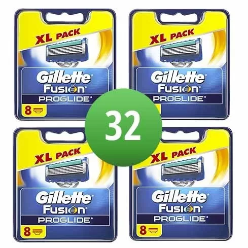 GILLETTE Fusion ProGlide Scheermesjes - 32 Stuks (4x8) - Ultra Dunne Mesjes, Comfortabel Scheren, Precisie Trimmer, Super Deal!