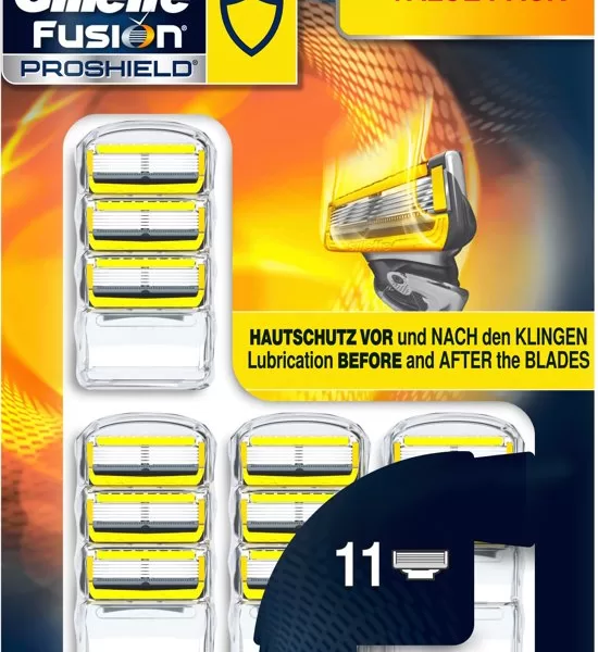 Gillette Fusion ProShield Scheermesjes - 11 Stuks, met FlexBall Technologie, Huidbescherming en Precisie Trimmer voor Comfortabel Scheren