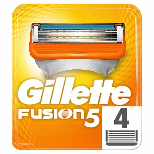 Gillette Fusion Scheermesjes - 4 Stuks, 5 Antifrictiemesjes, Flexibele Comfort Guard, Indicator Lubrastrip met Vitamine E & Aloë