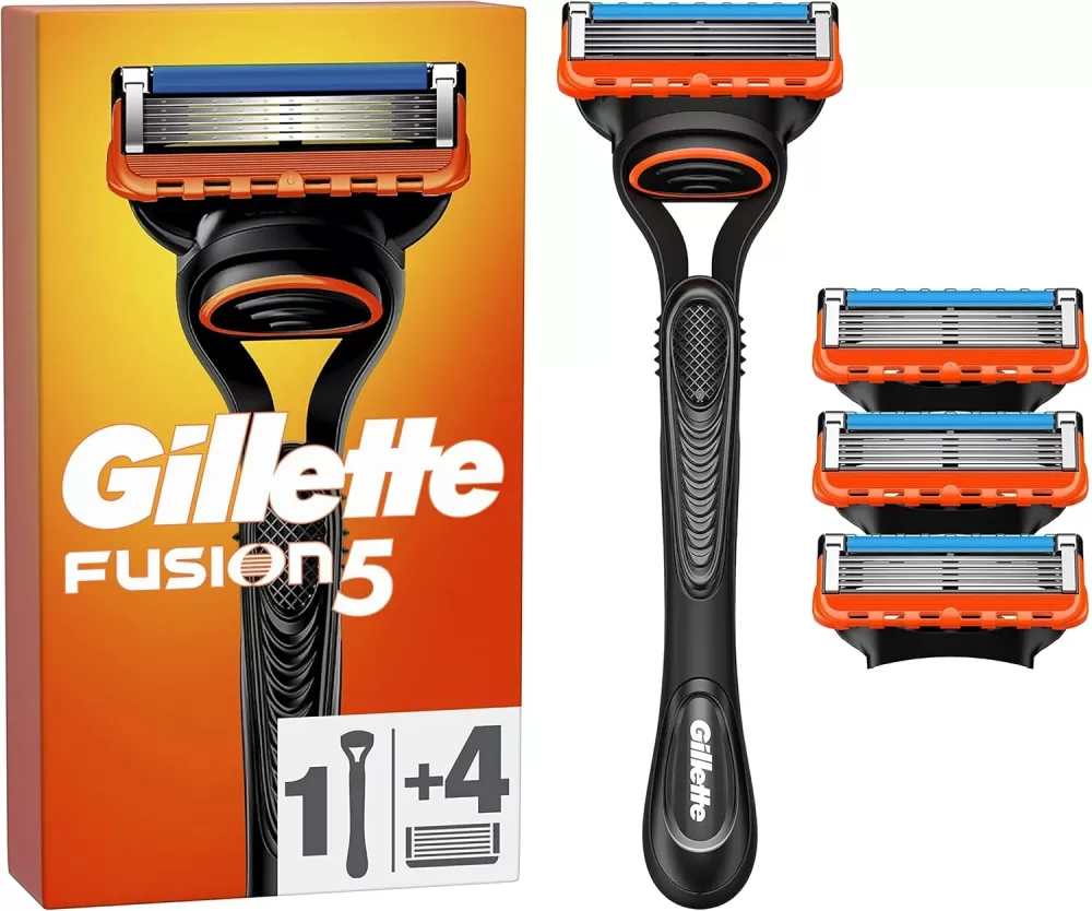 Gillette Fusion5 Scheersysteem voor Mannen - 1 Handvat, 4 Navulmesjes, Anti-Irritatie, Precisietrimmer, Gladde Scheerbeurt