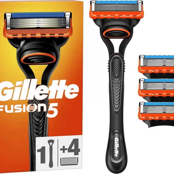 Gillette Fusion5 Scheersysteem voor Mannen - 1 Handvat, 4 Navulmesjes, Anti-Irritatie, Precisietrimmer, Gladde Scheerbeurt