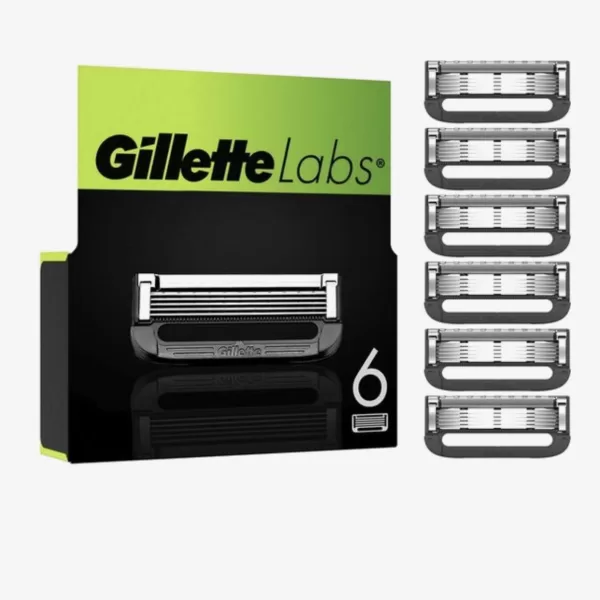 Gillette Labs Heated Razor Blades - 6 Stuks Navulmesjes voor Mannen, Geschikt voor Exfoliërende Strip en Heated Razor, Comfortabel & Precisie Scheerbeurt