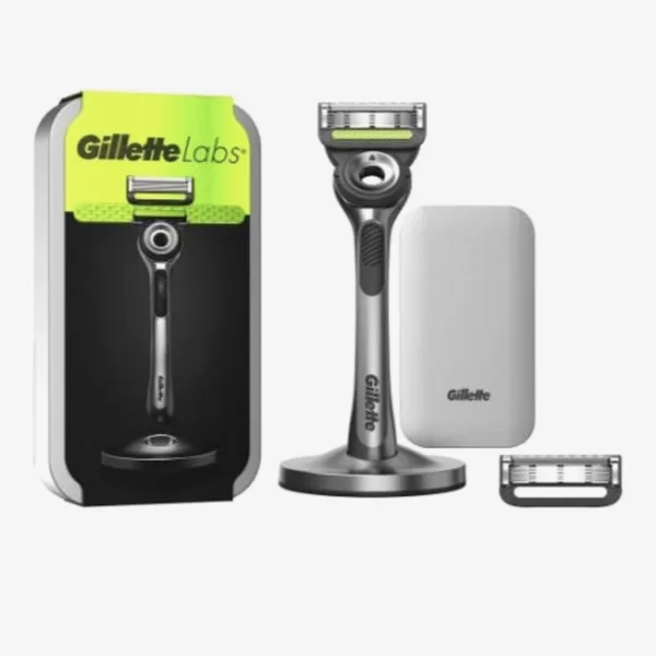 Gillette Labs Scheersysteem - Exfoliërend, 2 Mesjes, Duurzaam Handvat, Magnetische Reis Etui, Comfortabele Scheerbeurt voor Mannen