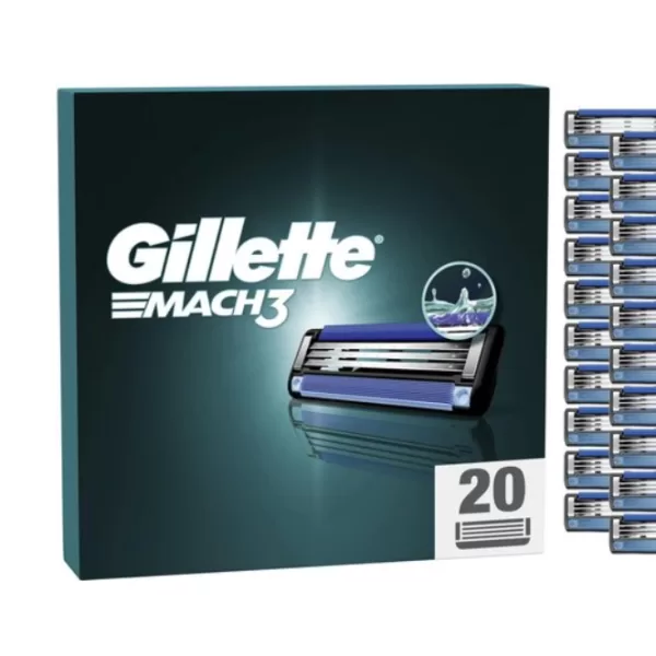 Gillette Mach 3 Navulmesjes 20-Pack - Precisie Scheermesjes voor Mannen, Tot 8 Maanden Scheren, Sterker dan Staal, Gladde Scheerbeurt