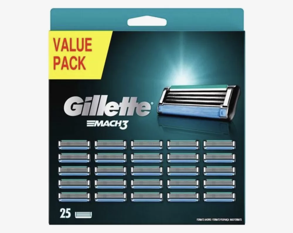 Gillette Mach3 Scheermesjes – 25 Stuks Voordeelpak, DuraComfort, Gladde Scheerbeurt, Geschikt voor Alle Mach3 Systemen, Huidbescherming