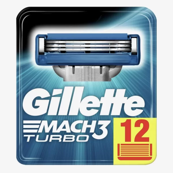 Gillette Mach3 Turbo Scheermesjes - 12 Stuks, Scherper, Comfort Gel Bar, 2X Skin Guard, Draaiend Scheerhoofd, Voor Comfortabel Scheren