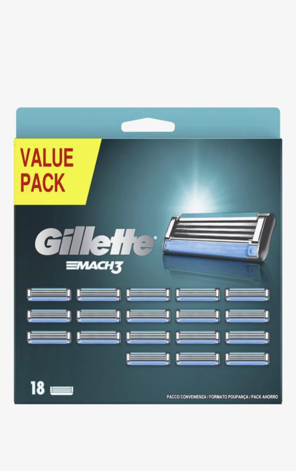 Gillette Mach3 Navulmesjes - 18 Stuks, 3 Mesjes, Sterker dan Staal, Tot 15 Scheerbeurten per Mesje, Voor een Gladde Scheerbeurt