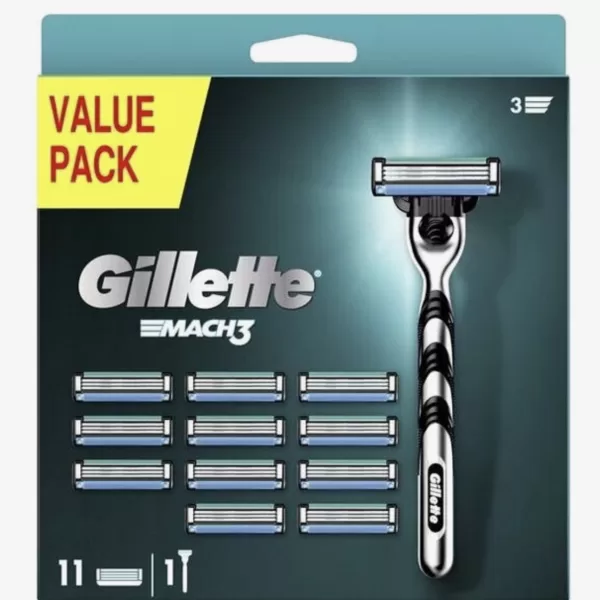 Gillette Mach3 Scheersysteem met 11 Navulmesjes - DuraComfort Mesjes, Gelstrip & SkinGuard voor een Comfortabele Scheerbeurt