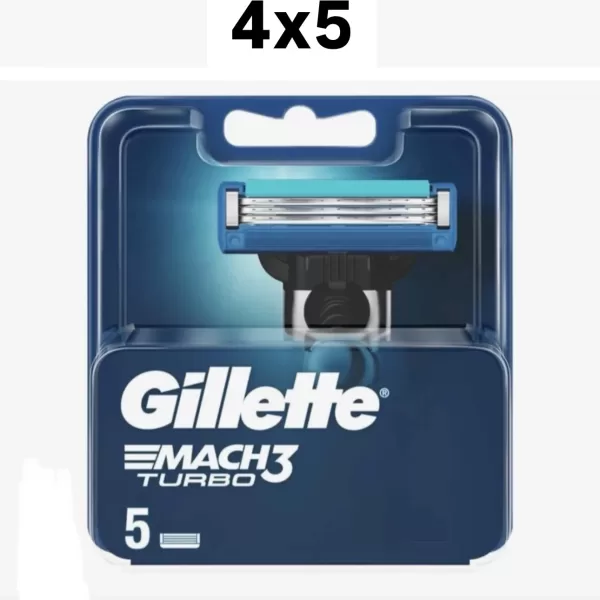 Gillette Mach3 Turbo Scheermesjes - 20 stuks (4x5) - Met Aloë Vera, Geavanceerd Scheerhoofd, Minder Druk, Geen Roodheid