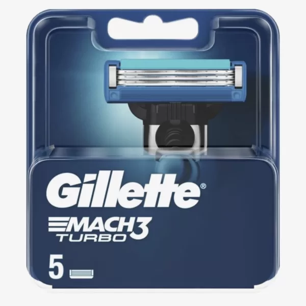 Gillette Mach3 Turbo Scheermesjes - 5 Stuks, 3 Mesjes, Sterker dan Staal, Gladde Scheerbeurt, Langdurige Bescherming, Voor Alle Mach3 Handvatten