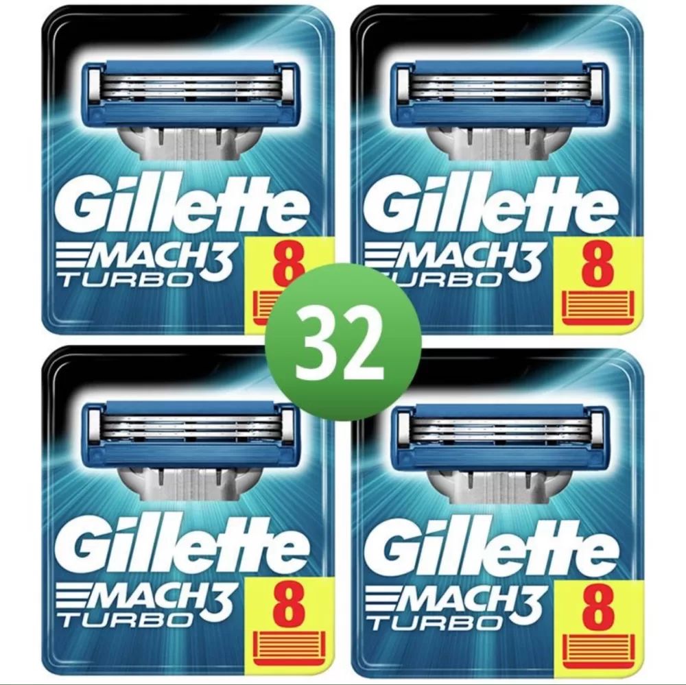 Gillette Mach3 Turbo Scheermesjes Voordeelverpakking - 4x8 Packs - 15 Scheerbeurten per Mesje - Minder Scheerirritatie, Ideaal met Scheergel