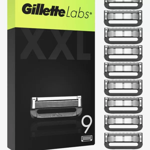 Gillette Navulmesjes voor GilletteLabs – 9 Scheermesjes met Exfoliating Bar & Heated Razor – Ultiem Comfort en Precisie