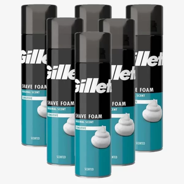 Gillette Scheerschuim Original Scent 6x200ml - Voordeelverpakking voor Gevoelige Huid - Hydrateert & Beschermt Tegen Irritatie