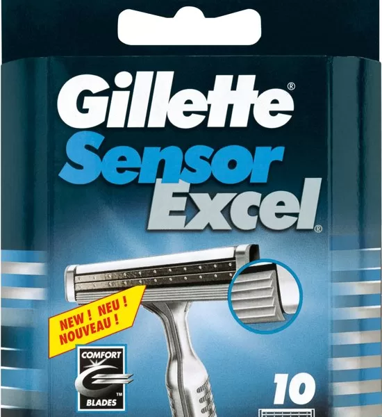 Gillette Sensor Excel Scheermesjes 10 ST - Flexibele Dubbele Mesjes, Lubra-Strip met Aloë Vera, Geschikt voor alle Sensor Apparaten