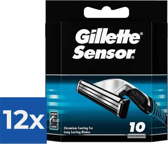 Gillette Sensor Scheermesjes voor Mannen - 10 Navulmesjes in Voordeelverpakking - Comfortabele Scheerbeurt met Zachte Microribbels