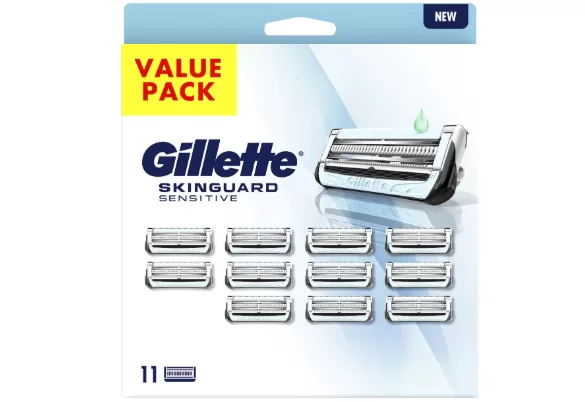 Gillette SkinGuard Sensitive Navulmesjes - 11 Stuks voor Mannen - Minimaliseert Irritatie - Voor Gevoelige Huid - Compatibel met Diverse Handvatten