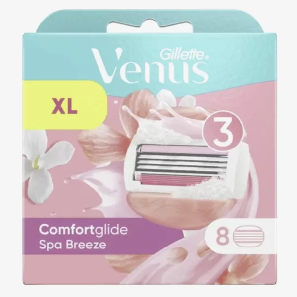 Gillette Venus Breeze Scheermesjes – Comfortglide, 8 Stuks, 3 Mesjes + Ingebouwde Scheergelkussentjes voor Zijdezachte Huid