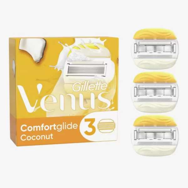 Gillette Venus Comfortglide Coconut Navulmesjes - 3 Stuks, 5 Mesjes, Huidbescherming, Hydratatie, Voor een Gladde Scheerbeurt voor Vrouwen