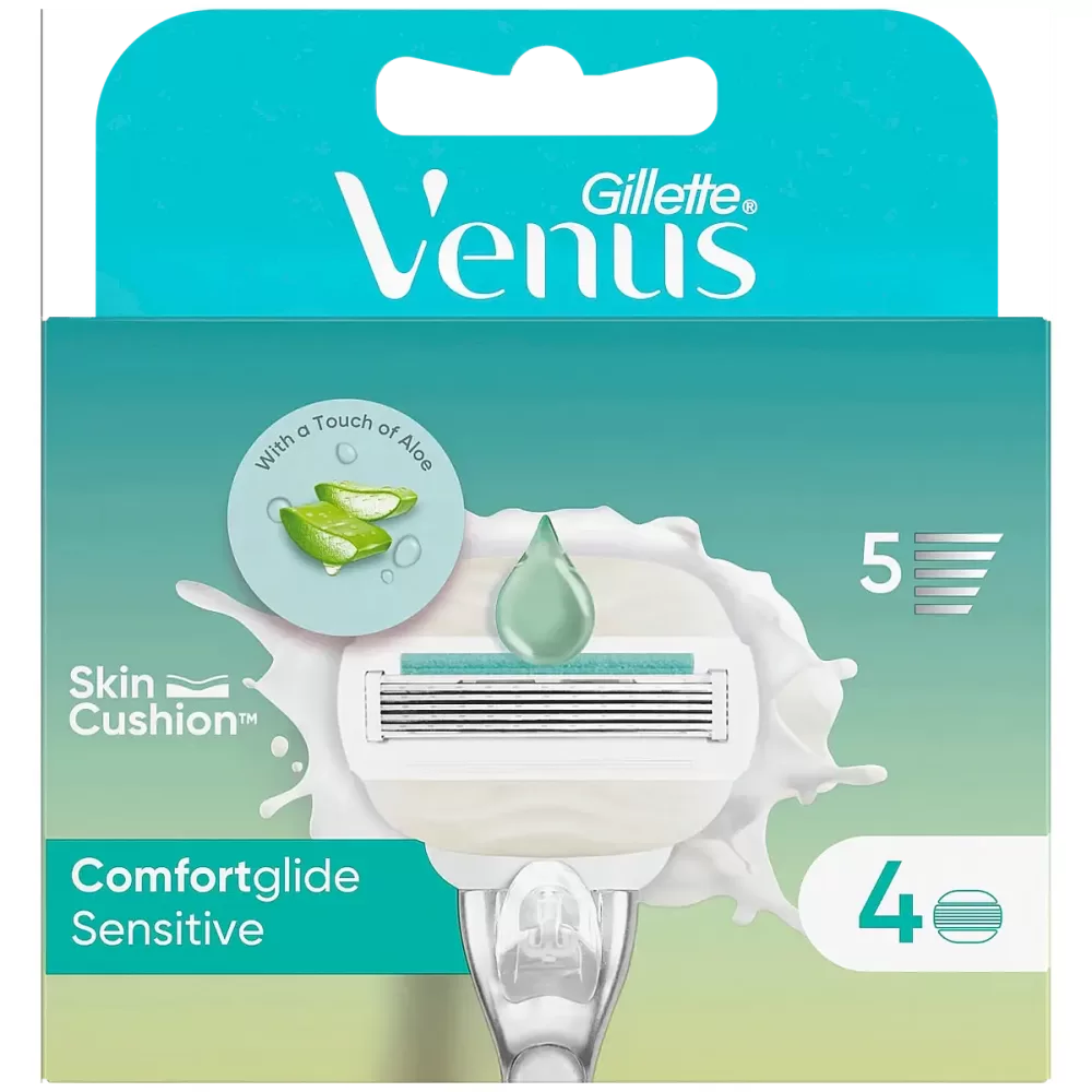 Gillette Venus ComfortGlide Sensitive Scheermesjes - 4 Stuks voor Gevoelige Huid - Comfortabel & Irritatievrij Scheren voor Dames