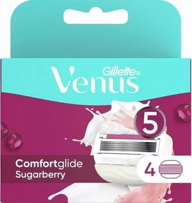 Gillette Venus ComfortGlide Sugarberry - 5 Rasierklingen, sanft & sicher, Feuchtigkeitsstreifen, für alle Venus Rasierer (außer Simply Venus)