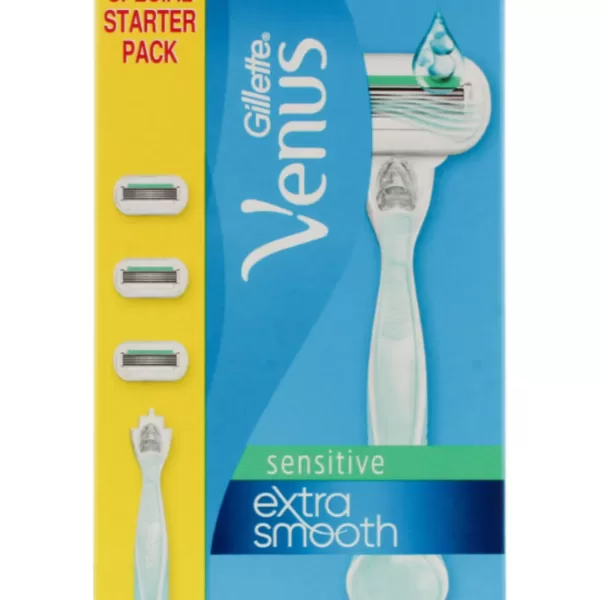 Gillette Venus Extra Smooth Sensitive Scheermes Starterpack - 3 Mesjes, 5 Mesjes, Dermatologisch Getest, 0% Irritatie, Voor Gevoelige Huid