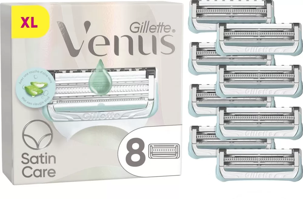 Gillette Venus Scheermesjes voor Huid & Schaamhaar - 8 Stuks, Aloë, Precisietrimmer, Ergonomisch Handvat, Bescherming tegen Irritatie