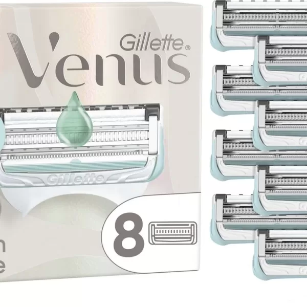 Gillette Venus Scheermesjes voor Huid & Schaamhaar - 8 Stuks, Aloë, Precisietrimmer, Ergonomisch Handvat, Bescherming tegen Irritatie