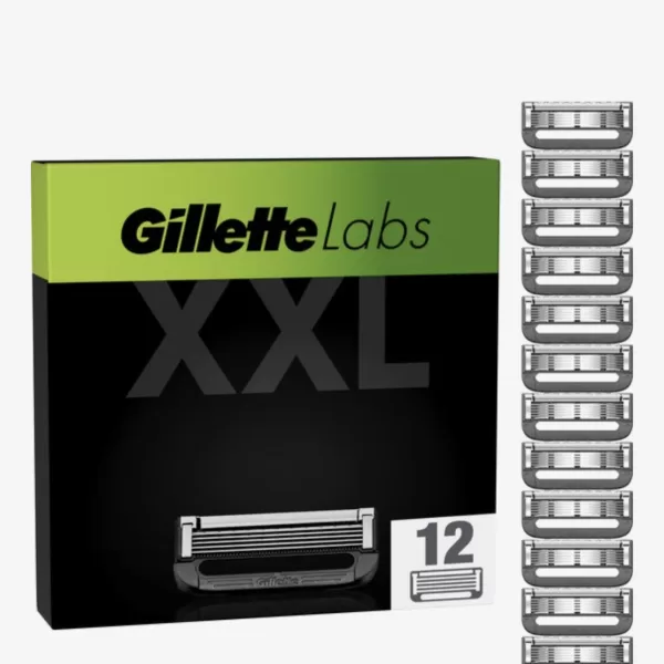 Gillette Labs Scheermesjes - 12 Navulmesjes voor GilletteLabs Systemen, 5 Mesjes, Exfoliating Bar & Heated Razor, Ultieme Comfort & Precisie