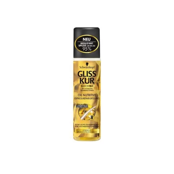 Gliss Kur Oil Nutritive Anti-Klitspray 200ml - Voor Gezond & Doorkambaar Haar, Vermindert Gespleten Punten, 7 Voedende Oliën