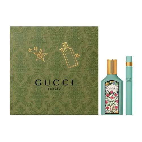 Gucci Flora Gorgeous Jasmine Geschenkset - 50 ml Eau de Parfum + 10 ml Reisespray, langanhaltender Duft, luxuriöse Pflegeprodukte