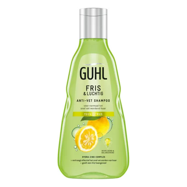 Guhl Fris & Luchtig Shampoo für normales bis fettiges Haar – Hydratation, frisches Gefühl, 2 Tage lang, Hydra-Zink-Complex, 250ml