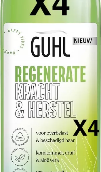 Guhl Happy Vibes Shampoo Regenerate 300 ml – Herstelt Beschadigd Haar met Komkommer, Druif & Aloë Vera, Natuurlijke Formule, Zijdezacht Haar