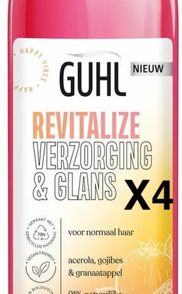 Guhl Happy Vibes Revitalize Shampoo 4x300ml – Diepreinigend, met Acerola, Goji & Granaatappel voor gezond, glanzend haar!